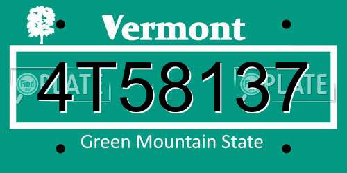 4T58137 Vermont License Plate