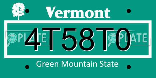 4T58T0 Vermont License Plate