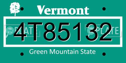 4T85132 Vermont License Plate