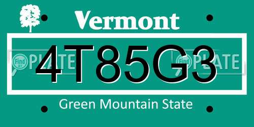 4T85G3 Vermont License Plate