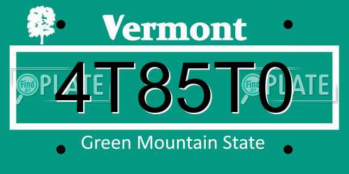 4T85T0 Vermont License Plate
