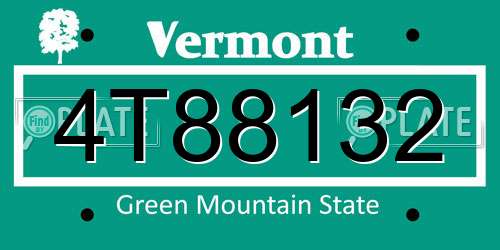 4T88132 Vermont License Plate
