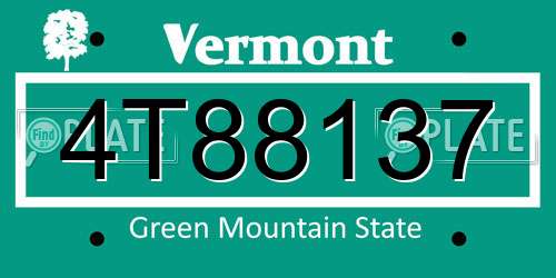4T88137 Vermont License Plate
