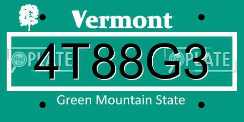 4T88G3 Vermont License Plate