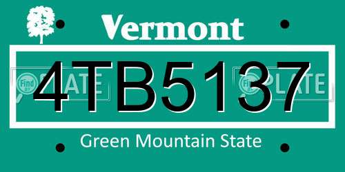 4TB5137 Vermont License Plate