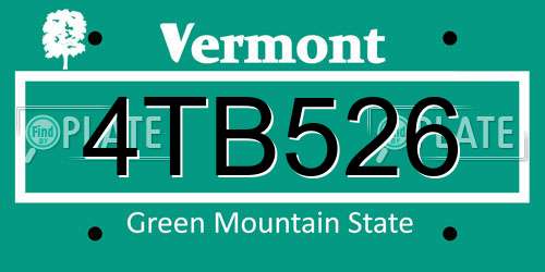 4TB526 Vermont License Plate