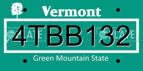 4TBB132 Vermont License Plate