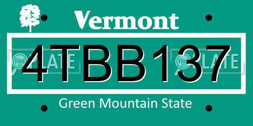 4TBB137 Vermont License Plate