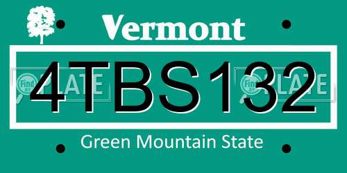 4TBS132 Vermont License Plate