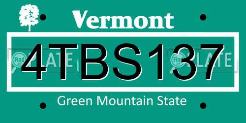 4TBS137 Vermont License Plate