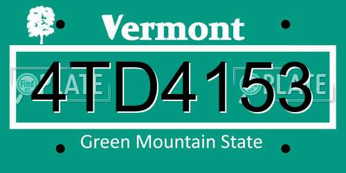 4TD4153 Vermont License Plate
