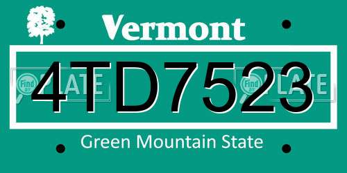 4TD7523 Vermont License Plate