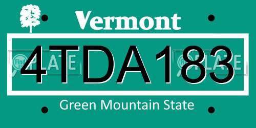 4TDA183 Vermont License Plate