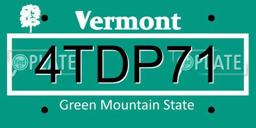 4TDP71 Vermont License Plate