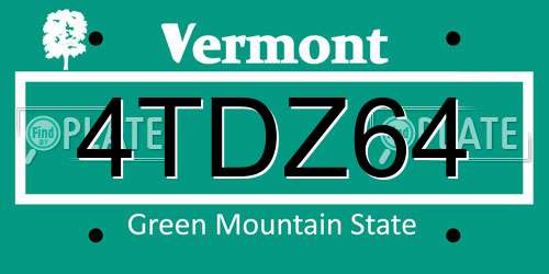 4TDZ64 Vermont License Plate