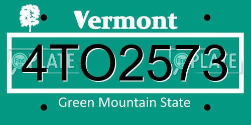 4TO2573 Vermont License Plate
