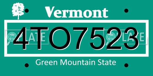 4TO7523 Vermont License Plate