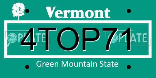 4TOP71 Vermont License Plate
