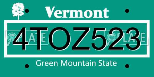 4TOZ523 Vermont License Plate