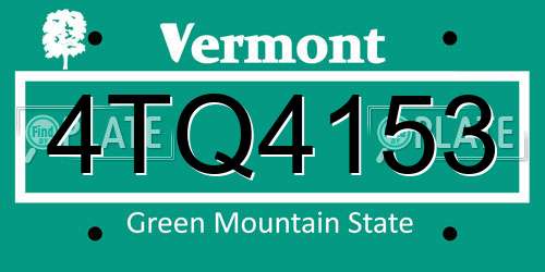 4TQ4153 Vermont License Plate