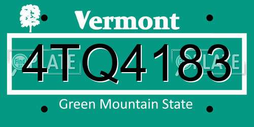 4TQ4183 Vermont License Plate