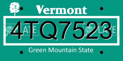 4TQ7523 Vermont License Plate