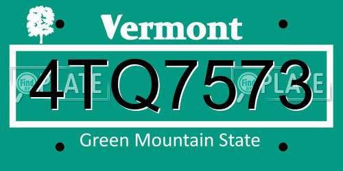 4TQ7573 Vermont License Plate