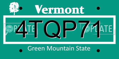 4TQP71 Vermont License Plate