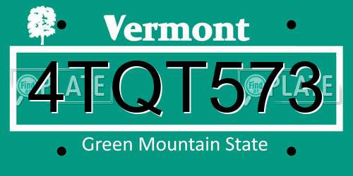 4TQT573 Vermont License Plate