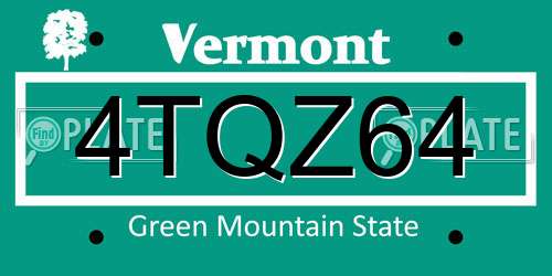 4TQZ64 Vermont License Plate