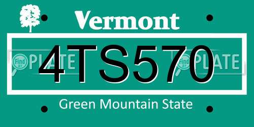 4TS570 Vermont License Plate