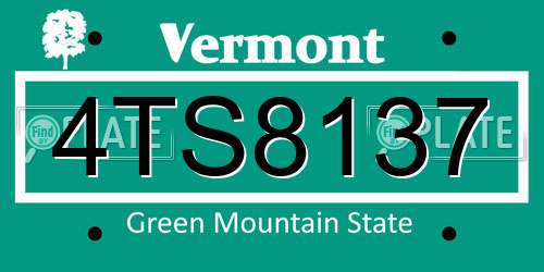 4TS8137 Vermont License Plate