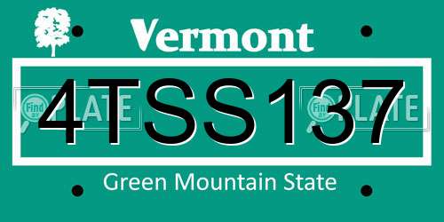 4TSS137 Vermont License Plate