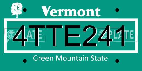 4TTE241 Vermont License Plate