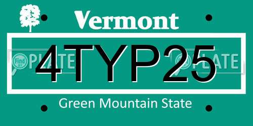 4TYP25 Vermont License Plate