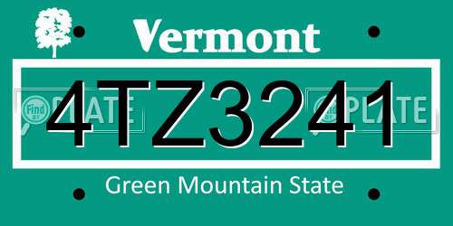 4TZ3241 Vermont License Plate