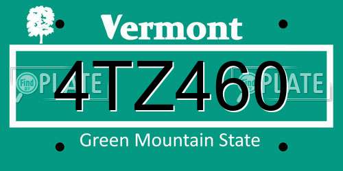 4TZ460 Vermont License Plate