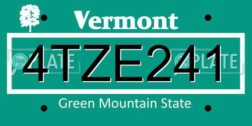 4TZE241 Vermont License Plate