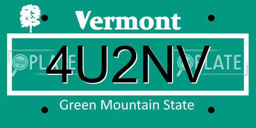 4U2NV Vermont License Plate