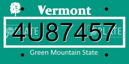 4U87457 Vermont License Plate