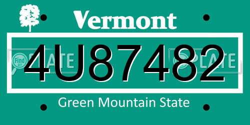 4U87482 Vermont License Plate