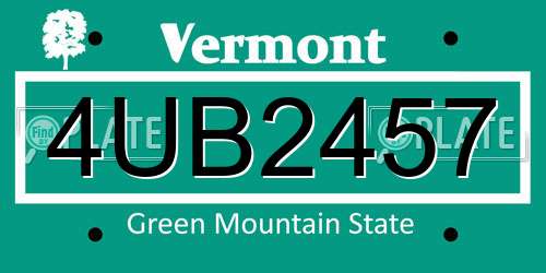 4UB2457 Vermont License Plate