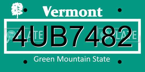 4UB7482 Vermont License Plate
