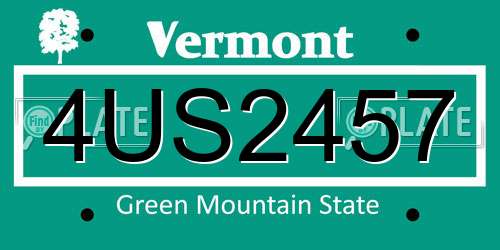 4US2457 Vermont License Plate
