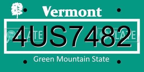 4US7482 Vermont License Plate