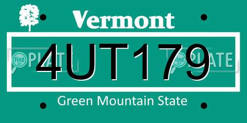 4UT179 Vermont License Plate