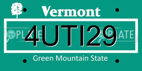 4UTI29 Vermont License Plate