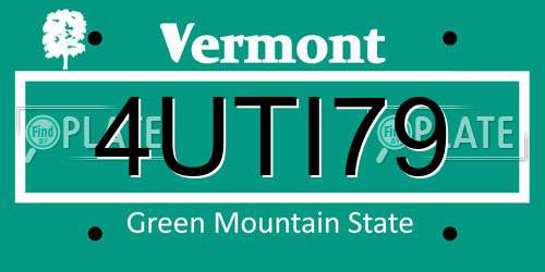4UTI79 Vermont License Plate