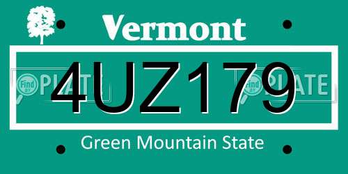 4UZ179 Vermont License Plate