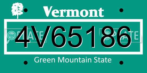 4V65186 Vermont License Plate